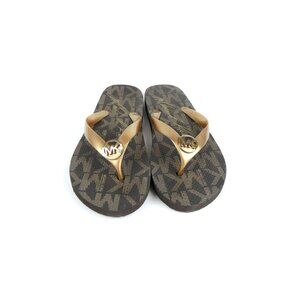Michael Kors Brown Gold Flip Flops Size 8